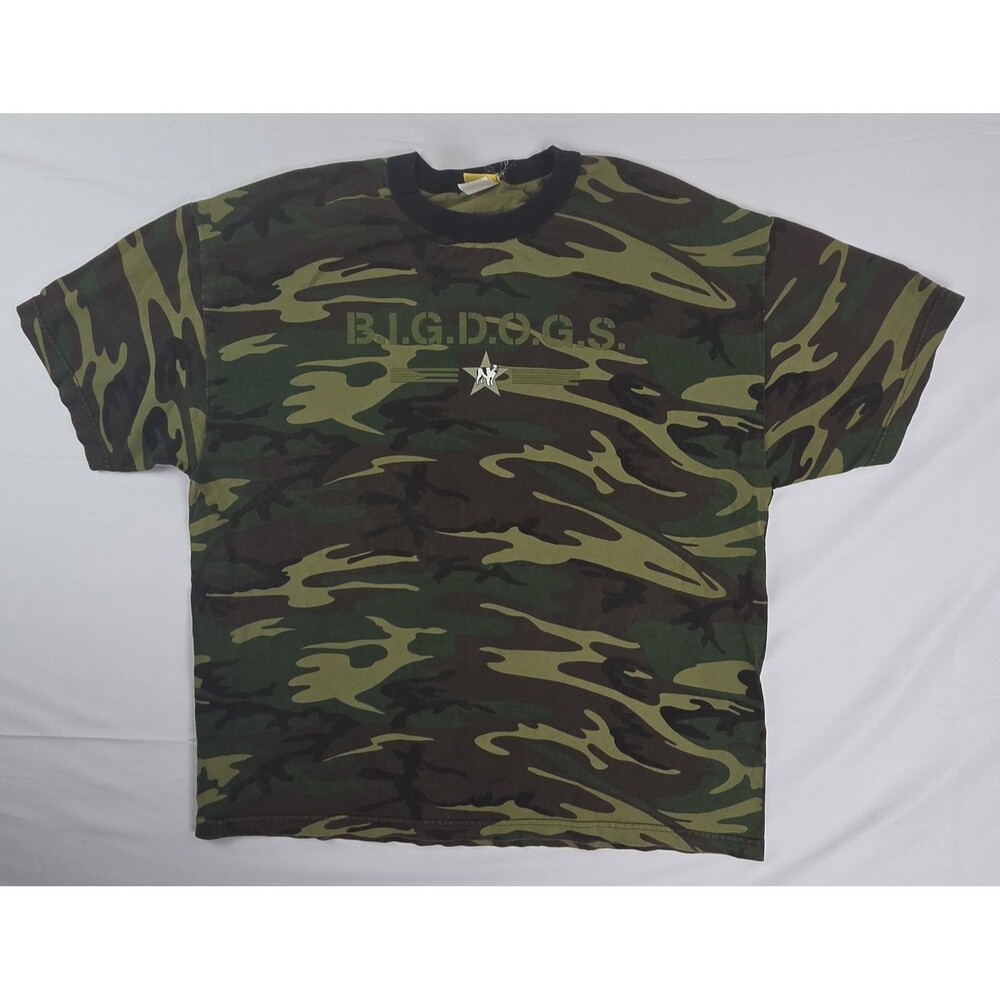 Vintage 90s/Y2K Big Dogs Air Force Graphic T-Shirt XXL Camouflage Made in USA